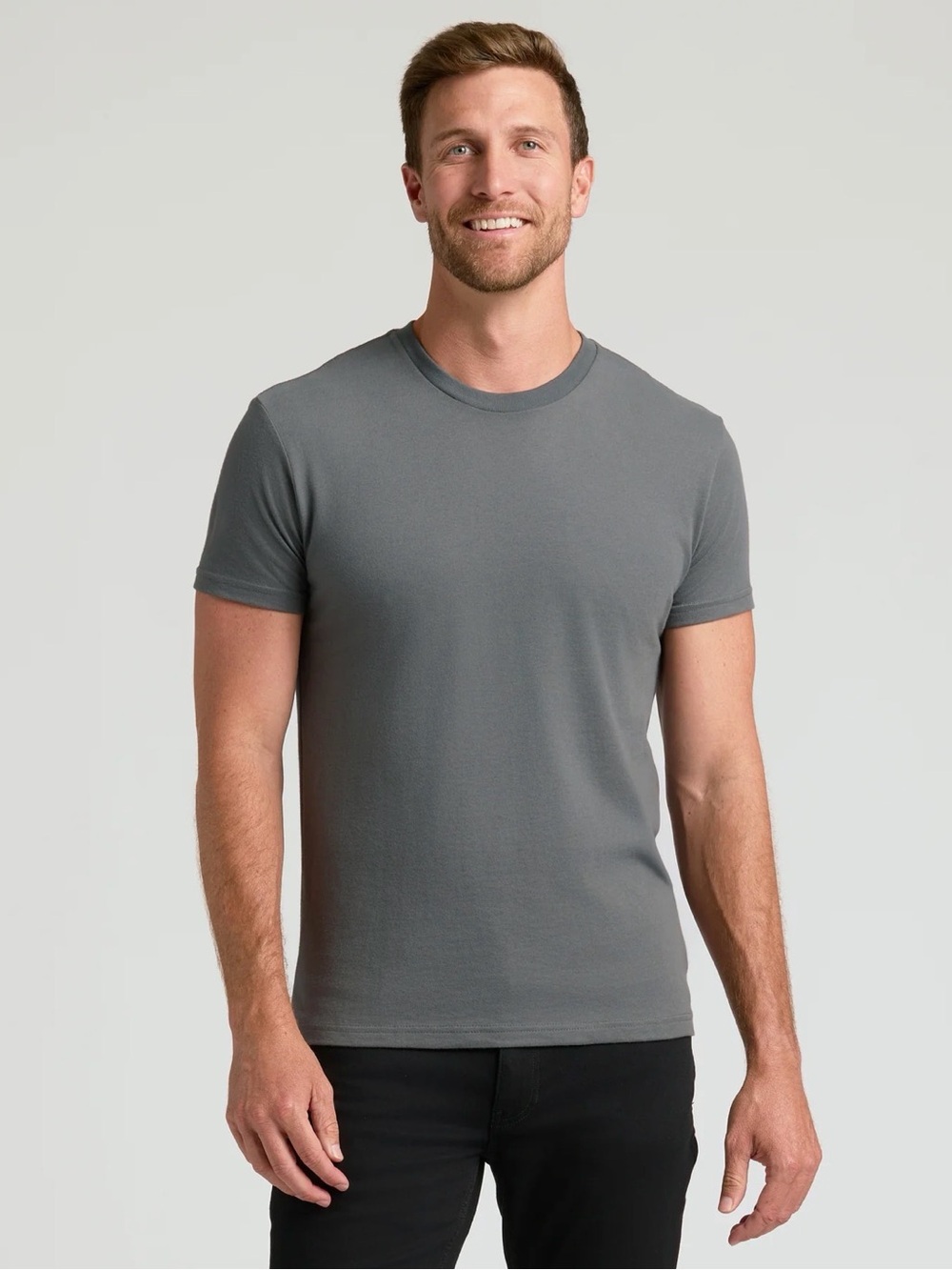True Classic Dark Grey Men's Short Sleeve Crew Neck T-Shirt medium